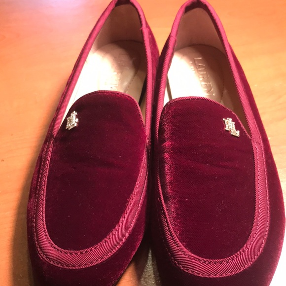 Lauren Ralph Lauren Burgundy Velvet Loafers - Picture 1 of 5